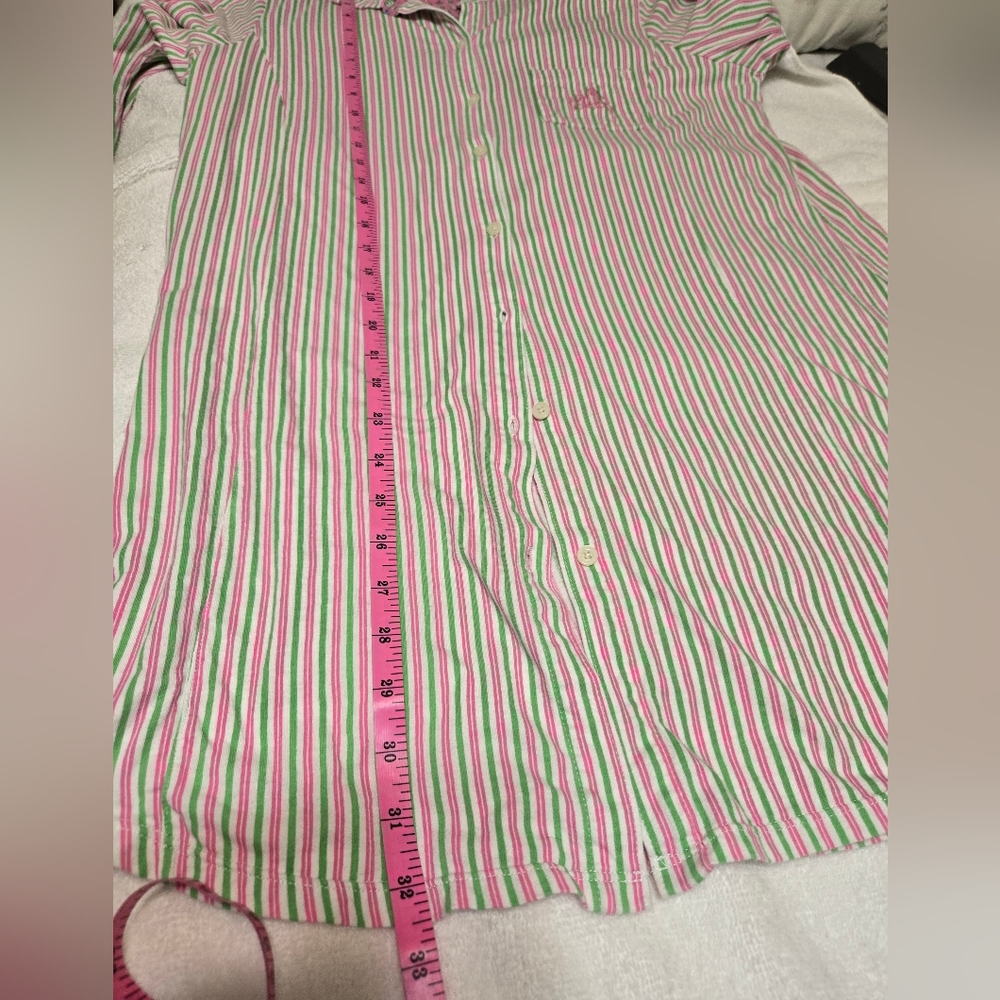 Lauren Ralph Lauren Pajama Womens Size L Pink Green Striped Gown Long Sleeve - Picture 9 of 13